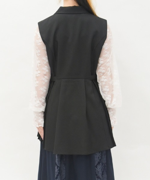 axes femme（アクシーズファム）の「サイドプリーツベスト（ベスト・レディース・ブラック/ベージュ・FREE）」の5枚目の写真