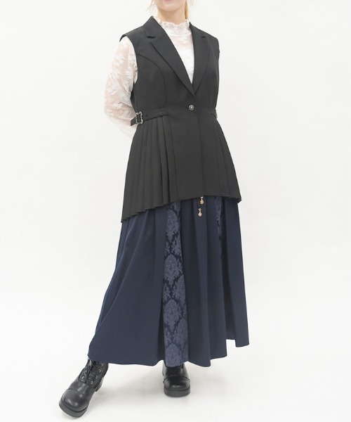 axes femme（アクシーズファム）の「サイドプリーツベスト（ベスト・レディース・ブラック/ベージュ・FREE）」の7枚目の写真