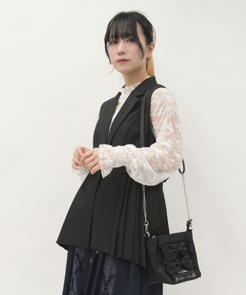 axes femme（アクシーズファム）の「サイドプリーツベスト（ベスト・レディース・ブラック/ベージュ・FREE）」の8枚目の写真