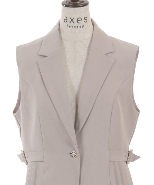 axes femme（アクシーズファム）の「サイドプリーツベスト（ベスト・レディース・ブラック/ベージュ・FREE）」の15枚目の写真