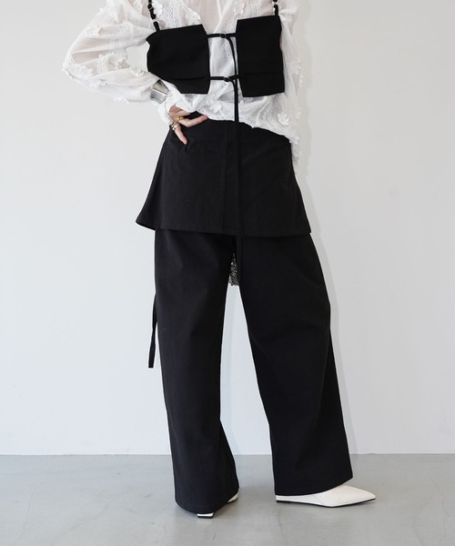 chuclla(チュクラ)の「ラップレイヤードワイドパンツ chw26s162(その他パンツ・レディース・ライトグレー/ブラック/ホワイト・S/M/L)」の13枚目の写真