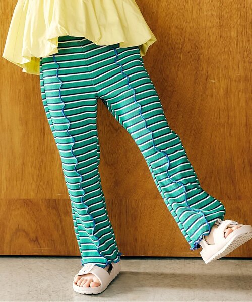 apres les cours（アプレレクール）の「【WEB限定】マルチボーダーレギンス（その他パンツ・キッズ・ピンク/グリーン/ブラウン・130/120/110/100/90/80）」の2枚目の写真