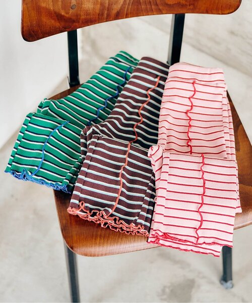 apres les cours（アプレレクール）の「【WEB限定】マルチボーダーレギンス（その他パンツ・キッズ・ピンク/グリーン/ブラウン・130/120/110/100/90/80）」の4枚目の写真