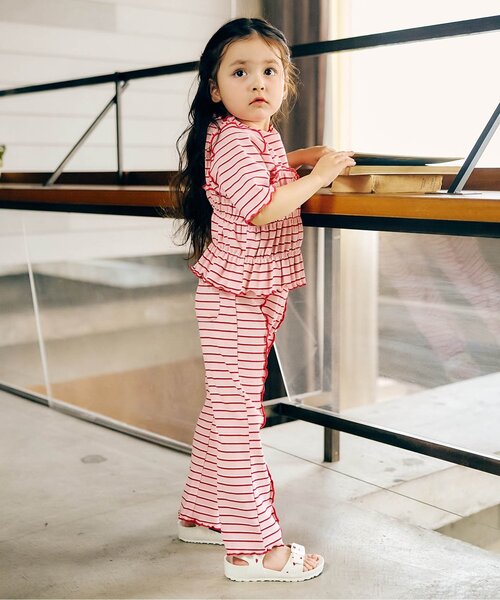 apres les cours（アプレレクール）の「【WEB限定】マルチボーダーレギンス（その他パンツ・キッズ・ピンク/グリーン/ブラウン・130/120/110/100/90/80）」の6枚目の写真