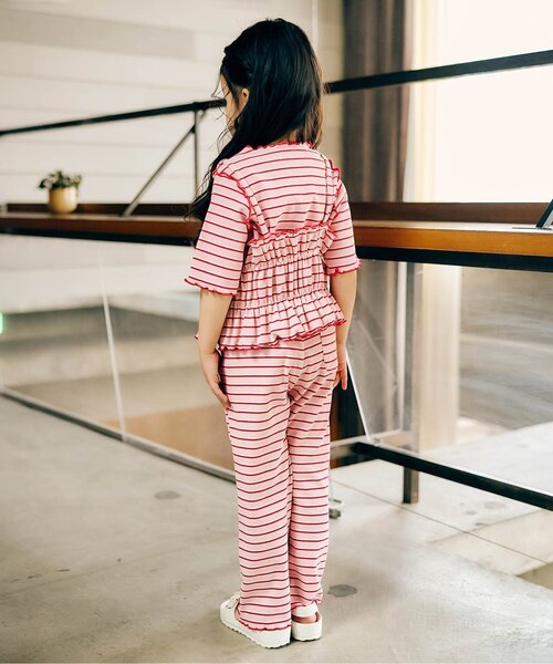 apres les cours（アプレレクール）の「【WEB限定】マルチボーダーレギンス（その他パンツ・キッズ・ピンク/グリーン/ブラウン・130/120/110/100/90/80）」の7枚目の写真