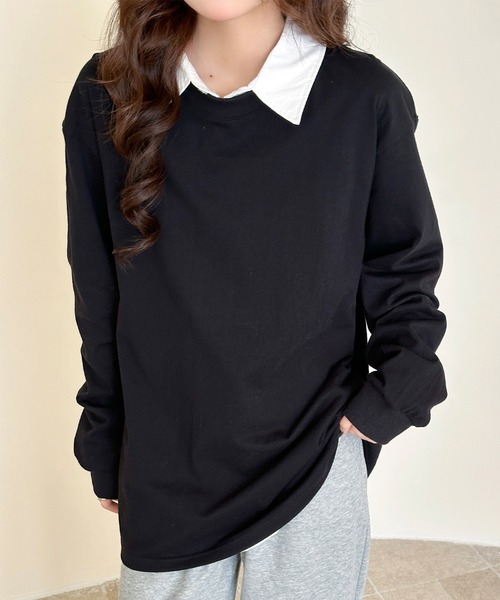 DAY CLOSET（デイ クローゼット）の「【ゆったりオーバーサイズ】長袖 ラウンドネックドロップショルダー ロング Tシャツ（Tシャツ/カットソー・レディース・レッド/ホワイト/グレー・L/XL/M）」の16枚目の写真