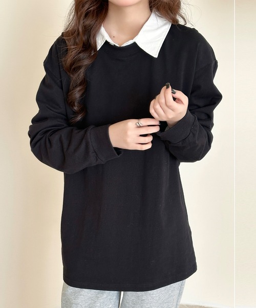 DAY CLOSET（デイ クローゼット）の「【ゆったりオーバーサイズ】長袖 ラウンドネックドロップショルダー ロング Tシャツ（Tシャツ/カットソー・レディース・レッド/ホワイト/グレー・L/XL/M）」の17枚目の写真