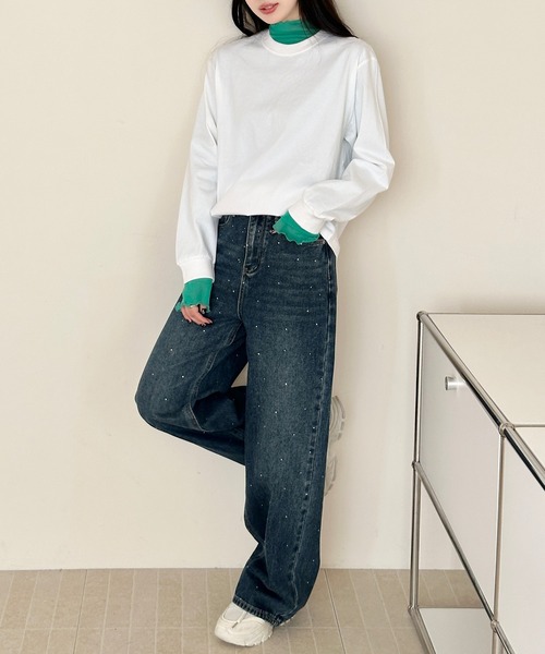 DAY CLOSET（デイ クローゼット）の「【ゆったりオーバーサイズ】長袖 ラウンドネックドロップショルダー ロング Tシャツ（Tシャツ/カットソー・レディース・レッド/ホワイト/グレー・L/XL/M）」の12枚目の写真