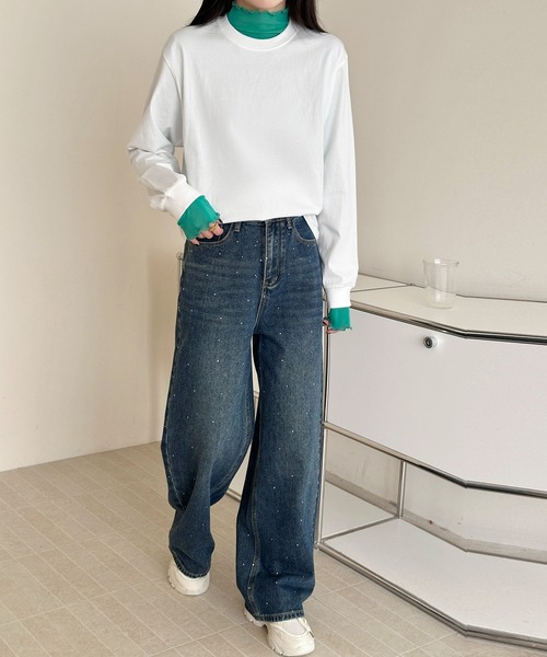 DAY CLOSET（デイ クローゼット）の「【ゆったりオーバーサイズ】長袖 ラウンドネックドロップショルダー ロング Tシャツ（Tシャツ/カットソー・レディース・レッド/ホワイト/グレー・L/XL/M）」の13枚目の写真