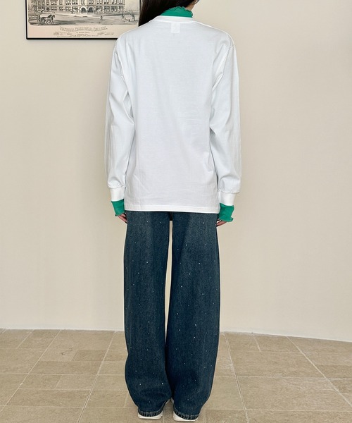 DAY CLOSET（デイ クローゼット）の「【ゆったりオーバーサイズ】長袖 ラウンドネックドロップショルダー ロング Tシャツ（Tシャツ/カットソー・レディース・レッド/ホワイト/グレー・L/XL/M）」の14枚目の写真