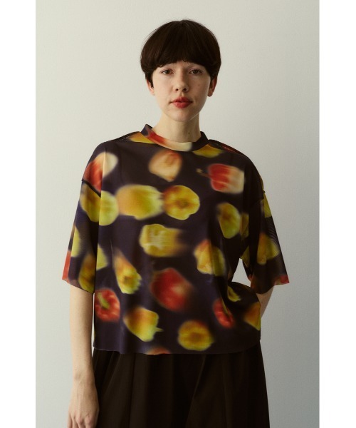 HeRIN.CYE(ヘリンドットサイ)の「Paprika pattern tops パプリカパターントップス(Tシャツ/カットソー・レディース・ブルー系その他3/イエロー系その他・FREE)」の3枚目の写真
