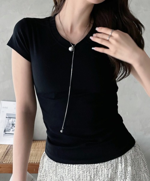 Eclat one(エクラワン)の「【Eclat one】ベーシック Vネック コンパクトシルエット カットソー(Tシャツ/カットソー・レディース・イエロー/ホワイト/グレー/ブラック・FREE)」の14枚目の写真