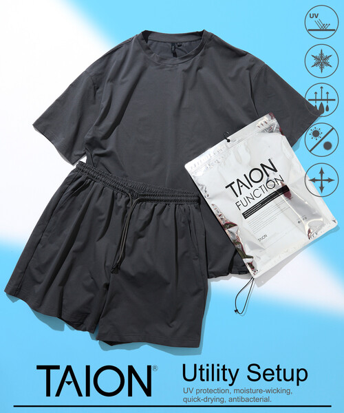 TAION(タイオン)の「限定展開 TAION/タイオン TAION×FREAK'S STORE 別注 ユーティリティ セットアップ/Tシャツ/ショーツ/UVカット/吸水速乾/抗菌/ストレッチ(Tシャツ/カットソー・メンズ・チャコールグレー/ブラック/ホワイト・SMALL/MEDIUM/LARGE/X-LARGE)」の3枚目の写真
