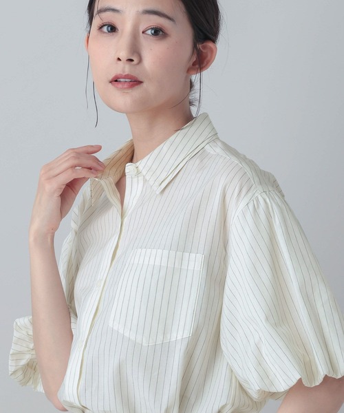 GLOBAL WORK(グローバルワーク)の「MATINEE LINE/テンセルキュプラシャツ/656154(シャツ/ブラウス・レディース・ホワイト系その他/ブルー系その他・MEDIUM/LARGE)」の2枚目の写真