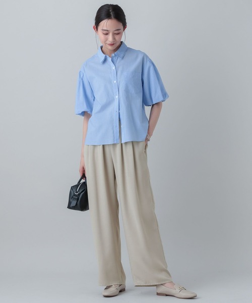 GLOBAL WORK(グローバルワーク)の「MATINEE LINE/テンセルキュプラシャツ/656154(シャツ/ブラウス・レディース・ホワイト系その他/ブルー系その他・MEDIUM/LARGE)」の6枚目の写真