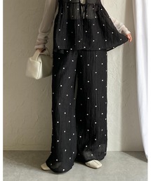 She's Closet（シーズクローゼット）の「花柄 刺繍 エンブロイダリー ストレート ルーズ イージー ワイドパンツ（その他パンツ）」