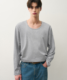 DRAW FIT（ドローフィット）の「シルケットコットンUネックロングスリーブTシャツ[M.GREY]（Tシャツ/カットソー）」