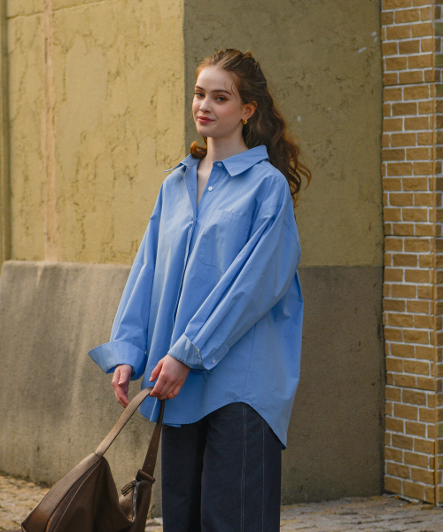 PIGMENT（ピグメント）の「スプリングボクシーヒドンシャツ/シャツ (KYNB2509056)（シャツ/ブラウス・レディース・アイボリー/ブルー・FREE）」の5枚目の写真