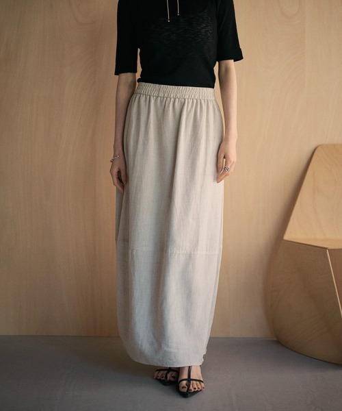 LAULEN（ローレン）の「linen back slit cocoon long skirt /バックスリットコクーンロングスカート（スカート・レディース・ベージュ/ブラック/カーキ・FREE）」の16枚目の写真