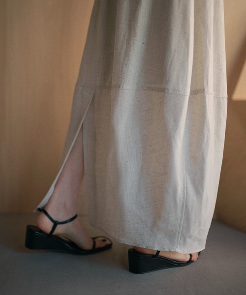 LAULEN（ローレン）の「linen back slit cocoon long skirt /バックスリットコクーンロングスカート（スカート・レディース・ベージュ/ブラック/カーキ・FREE）」の21枚目の写真