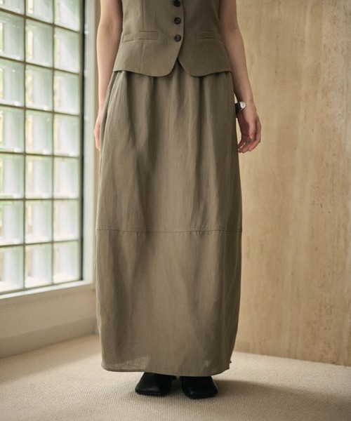 LAULEN（ローレン）の「linen back slit cocoon long skirt /バックスリットコクーンロングスカート（スカート・レディース・ベージュ/ブラック/カーキ・FREE）」の22枚目の写真