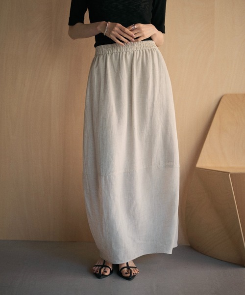 LAULEN（ローレン）の「linen back slit cocoon long skirt /バックスリットコクーンロングスカート（スカート・レディース・ベージュ/ブラック/カーキ・FREE）」の8枚目の写真