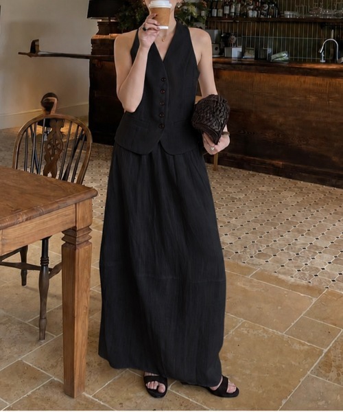 LAULEN（ローレン）の「linen back slit cocoon long skirt /バックスリットコクーンロングスカート（スカート・レディース・ベージュ/ブラック/カーキ・FREE）」の14枚目の写真