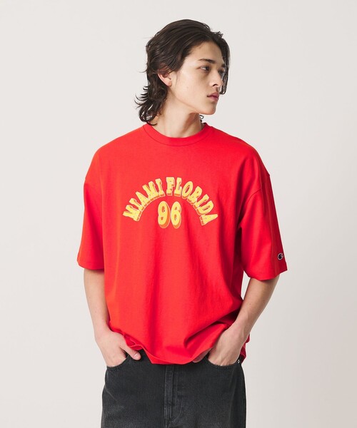Champion(チャンピオン)の「<CHAMPION for BEAUTY&YOUTH>フロッキー Tシャツ(Tシャツ/カットソー・メンズ・ホワイト/ネイビー/ブラック/レッド・M/S/XL/L)」の7枚目の写真