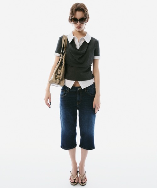 BLONDEY（ブロンディ）の「SHIRT DOCKING DRAPE NECK TOPS（その他トップス・レディース・チャコールグレー/ブラック・FREE）」の15枚目の写真