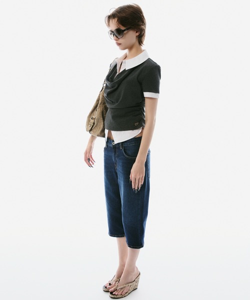 BLONDEY（ブロンディ）の「SHIRT DOCKING DRAPE NECK TOPS（その他トップス・レディース・チャコールグレー/ブラック・FREE）」の16枚目の写真