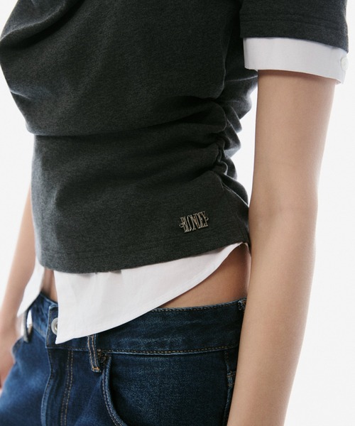BLONDEY（ブロンディ）の「SHIRT DOCKING DRAPE NECK TOPS（その他トップス・レディース・チャコールグレー/ブラック・FREE）」の9枚目の写真