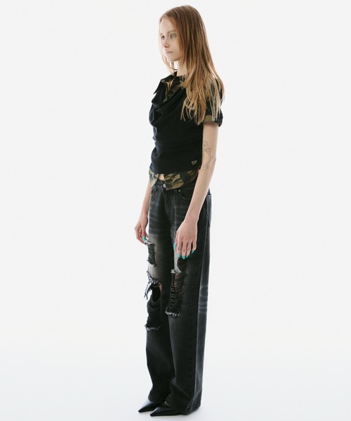 BLONDEY（ブロンディ）の「SHIRT DOCKING DRAPE NECK TOPS（その他トップス・レディース・チャコールグレー/ブラック・FREE）」の12枚目の写真
