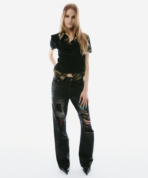 BLONDEY（ブロンディ）の「SHIRT DOCKING DRAPE NECK TOPS（その他トップス・レディース・チャコールグレー/ブラック・FREE）」の21枚目の写真