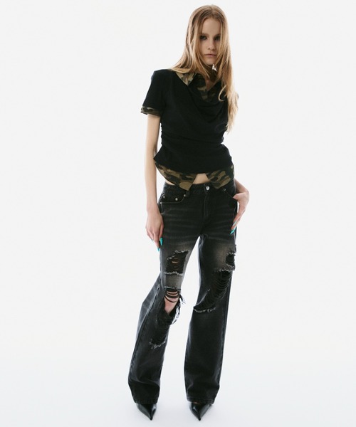 BLONDEY（ブロンディ）の「SHIRT DOCKING DRAPE NECK TOPS（その他トップス・レディース・チャコールグレー/ブラック・FREE）」の22枚目の写真