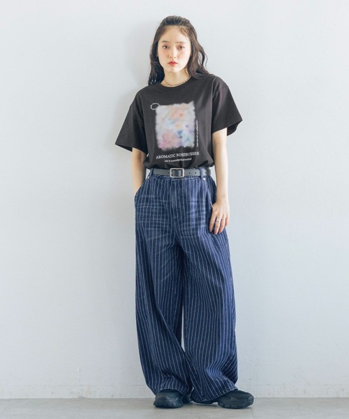 RAGEBLUE(レイジブルー)の「ニュアンスフラワープリントTシャツ(Tシャツ/カットソー・レディース・ライトブルー/ブラック/ホワイト・FREE)」の4枚目の写真