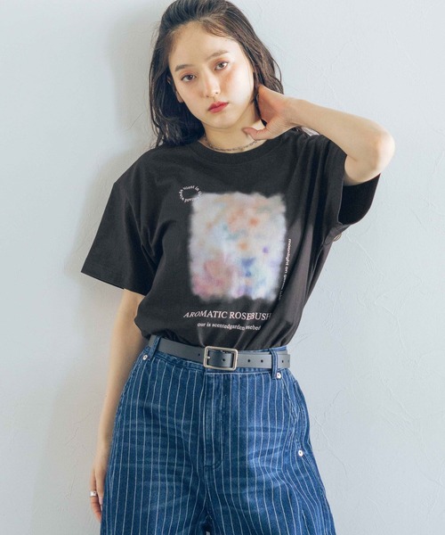 RAGEBLUE(レイジブルー)の「ニュアンスフラワープリントTシャツ(Tシャツ/カットソー・レディース・ライトブルー/ブラック/ホワイト・FREE)」の7枚目の写真