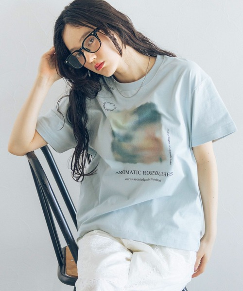 RAGEBLUE(レイジブルー)の「ニュアンスフラワープリントTシャツ(Tシャツ/カットソー・レディース・ライトブルー/ブラック/ホワイト・FREE)」の10枚目の写真