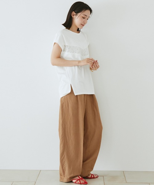 Doux archives(ドゥアルシーヴ)の「VカットレースTOPS(Tシャツ/カットソー・レディース・ブラウン/ブラック/オフホワイト・FREE)」の8枚目の写真