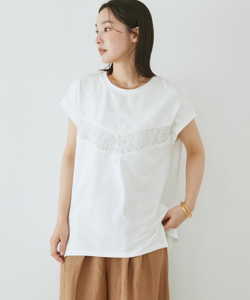Doux archives(ドゥアルシーヴ)の「VカットレースTOPS(Tシャツ/カットソー・レディース・ブラウン/ブラック/オフホワイト・FREE)」の10枚目の写真