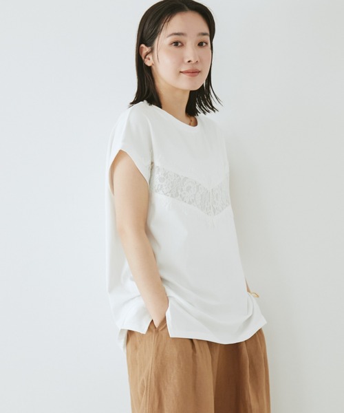 Doux archives(ドゥアルシーヴ)の「VカットレースTOPS(Tシャツ/カットソー・レディース・ブラウン/ブラック/オフホワイト・FREE)」の14枚目の写真