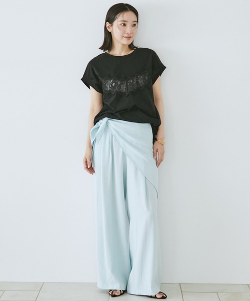 Doux archives(ドゥアルシーヴ)の「VカットレースTOPS(Tシャツ/カットソー・レディース・ブラウン/ブラック/オフホワイト・FREE)」の16枚目の写真