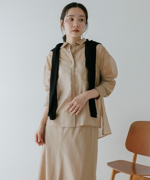 Andemiu(アンデミュウ)の「【WEB限定カラー】シアーシャツセットアップ659294(ワンピース・レディース・モカ/ブルー/チャコールグレー/ネイビー・FREE)」の15枚目の写真