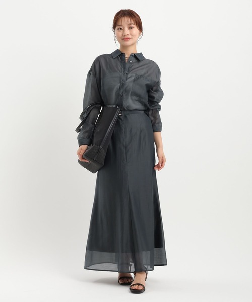 Andemiu(アンデミュウ)の「【WEB限定カラー】シアーシャツセットアップ659294(ワンピース・レディース・モカ/ブルー/チャコールグレー/ネイビー・FREE)」の21枚目の写真