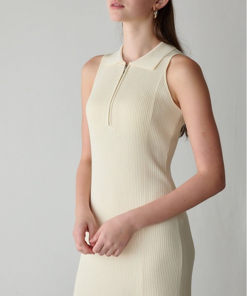 ORGUE(オルグ)の「Polo Collar Knit One-piece/ポロカラーニットワンピース(ワンピース・レディース・アイボリー/グレイッシュベージュ/ブラック・FREE)」の6枚目の写真