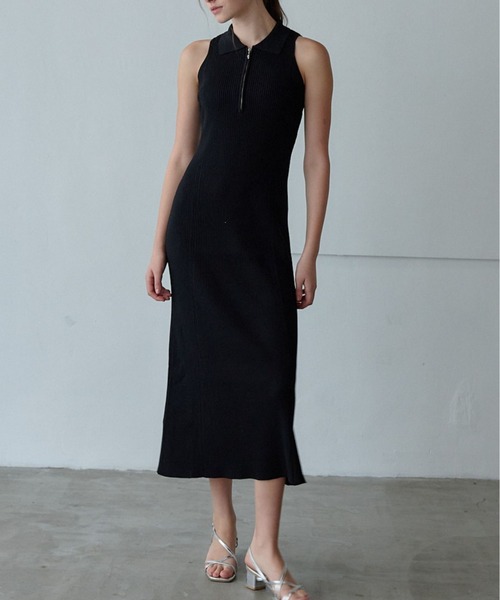 ORGUE(オルグ)の「Polo Collar Knit One-piece/ポロカラーニットワンピース(ワンピース・レディース・アイボリー/グレイッシュベージュ/ブラック・FREE)」の12枚目の写真
