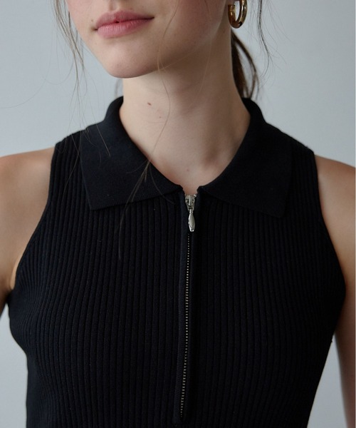 ORGUE(オルグ)の「Polo Collar Knit One-piece/ポロカラーニットワンピース(ワンピース・レディース・アイボリー/グレイッシュベージュ/ブラック・FREE)」の16枚目の写真