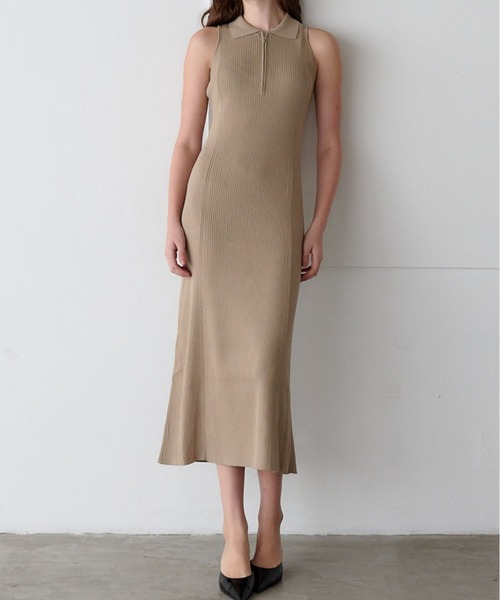 ORGUE(オルグ)の「Polo Collar Knit One-piece/ポロカラーニットワンピース(ワンピース・レディース・アイボリー/グレイッシュベージュ/ブラック・FREE)」の20枚目の写真