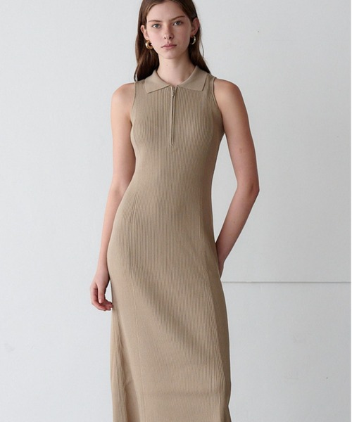 ORGUE(オルグ)の「Polo Collar Knit One-piece/ポロカラーニットワンピース(ワンピース・レディース・アイボリー/グレイッシュベージュ/ブラック・FREE)」の21枚目の写真
