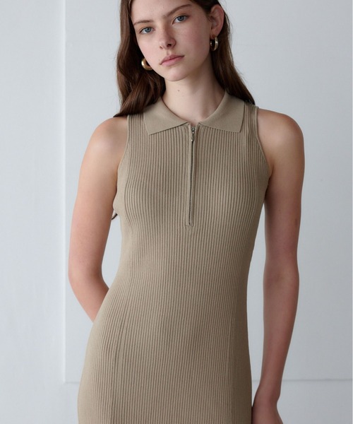 ORGUE(オルグ)の「Polo Collar Knit One-piece/ポロカラーニットワンピース(ワンピース・レディース・アイボリー/グレイッシュベージュ/ブラック・FREE)」の19枚目の写真