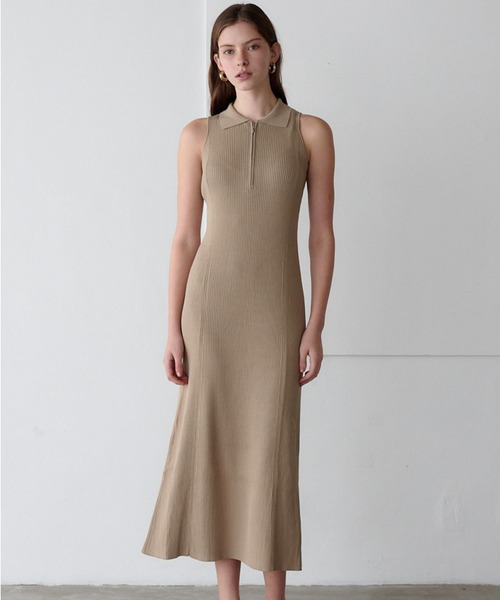 ORGUE(オルグ)の「Polo Collar Knit One-piece/ポロカラーニットワンピース(ワンピース・レディース・アイボリー/グレイッシュベージュ/ブラック・FREE)」の18枚目の写真